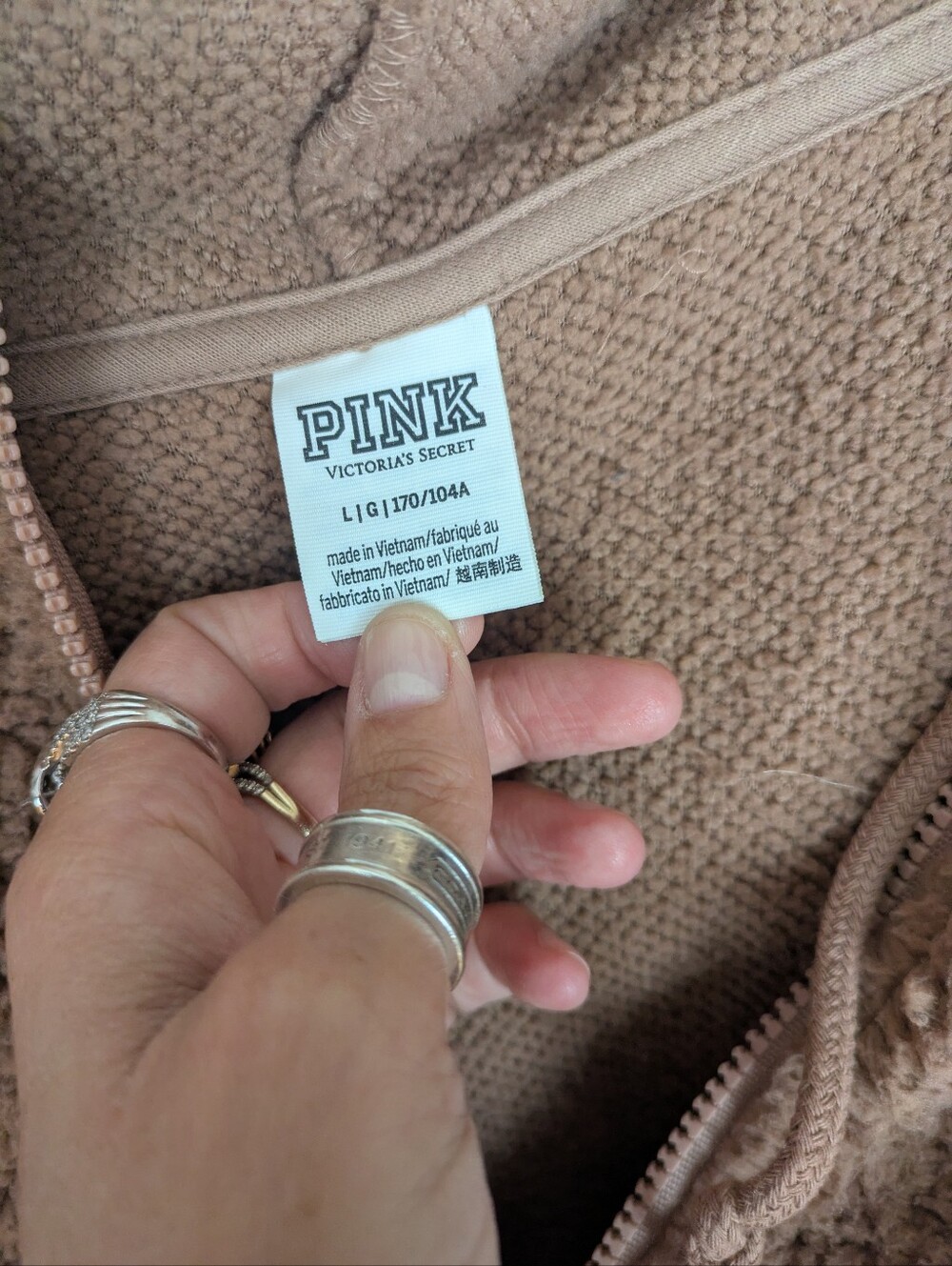 PINK Victoria's Secret Tan Sherpa Zip Hoodie